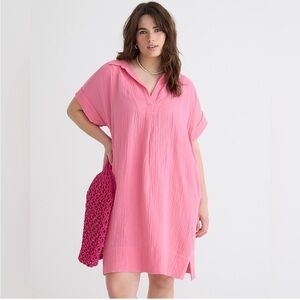 NWT! J. Crew v-neck shirtdress in soft gauze. Tea Rose. Size Medium.